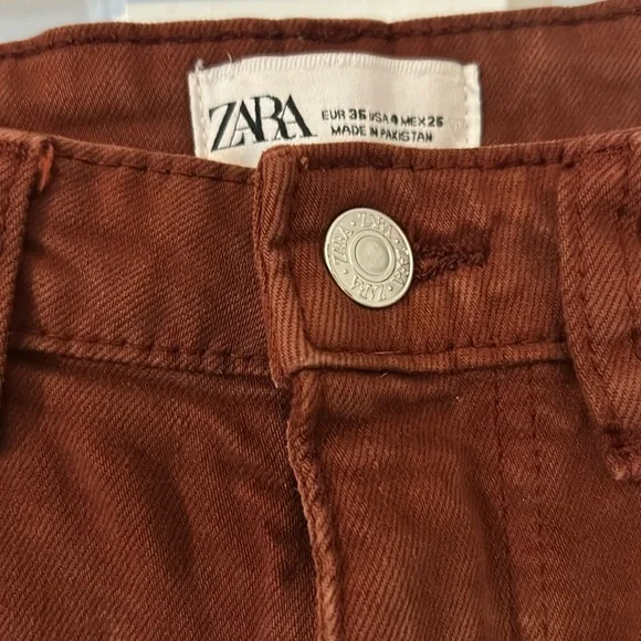 Zara Terracotta Denim Pants - Picture 2 of 6